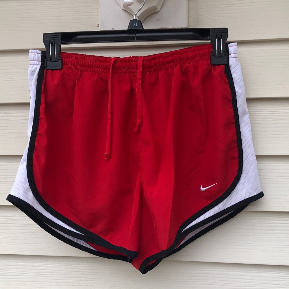 Nike Red and White Running Shorts with Black Trim